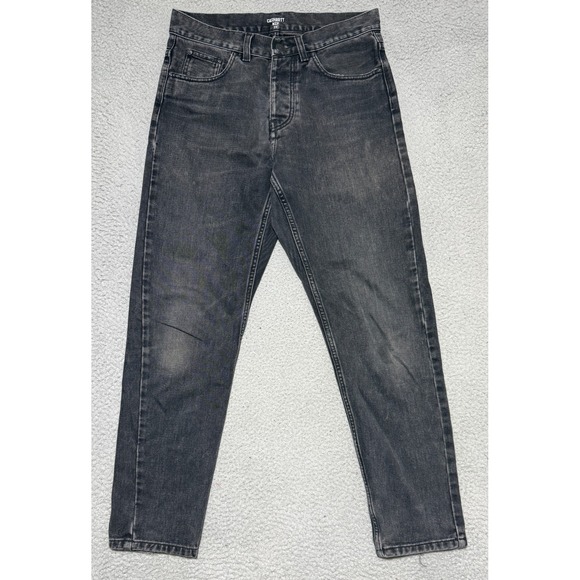 Carhartt Other - Carhartt WIP Newel Pant Size 30x28 Mens Tapered Leg Button Fly Denim Jeans Black
